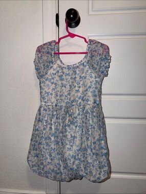 Love Squared White and Light Blue Floral Girls Dress